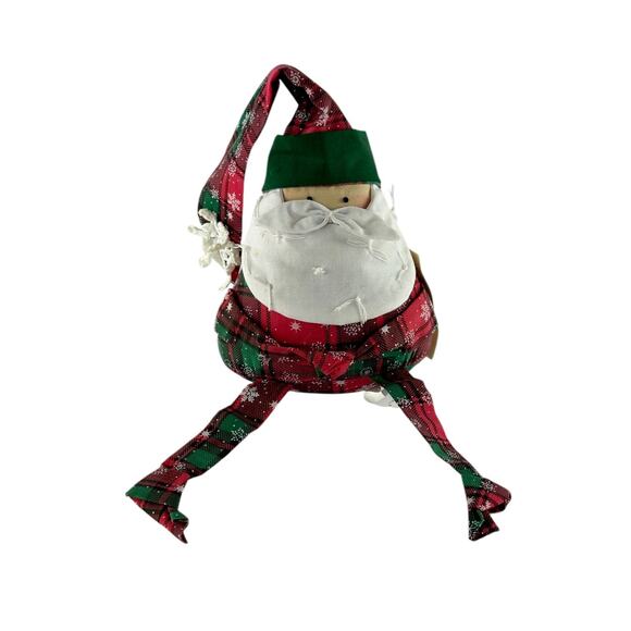 Vintage Snowflake Nicky Fabric Weighted Santa Claus Shelf Sitter Holiday Decor - Picture 7 of 7